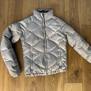 North Face Silver Grey 550 Puffer Jacket